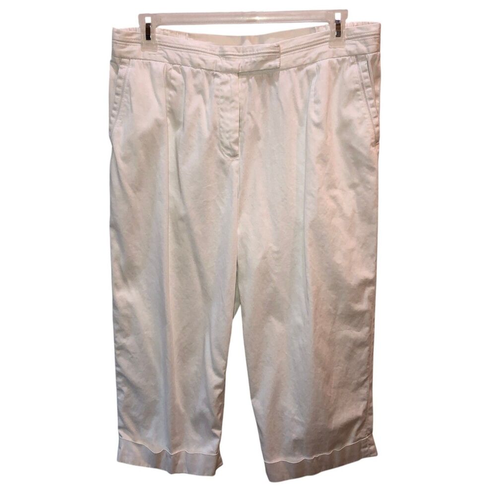 New Directions Womens Plus Size 16W White Stretch Cotton Capri Cropped Pants 16